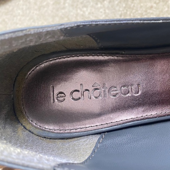 GUC, Le Chateau Grey Open-Toed Heels with Pewter Detailing, Size 8 - Picture 7 of 12